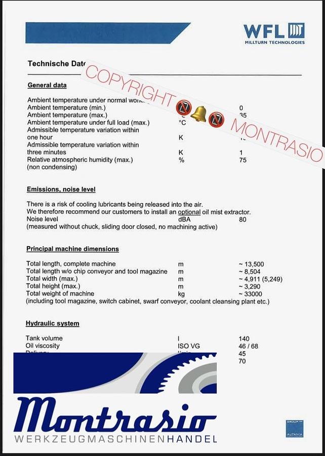 Used WFL MILLTURN Dreh, Fräs und Bohrzentrum M60 x 4500 Baujahr 2005
