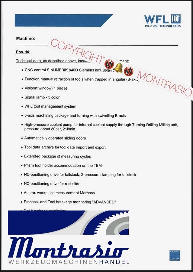 Used WFL MILLTURN Dreh, Fräs und Bohrzentrum M60 x 4500 Baujahr 2005