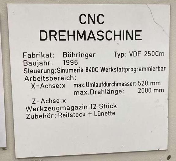 Used 1996 VDF Böhringer  250 CM