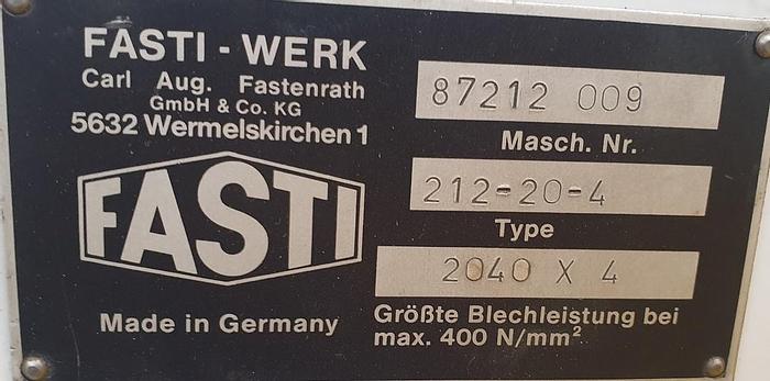 Gebraucht Schwenkbiegemaschine Fasti 212-20-4