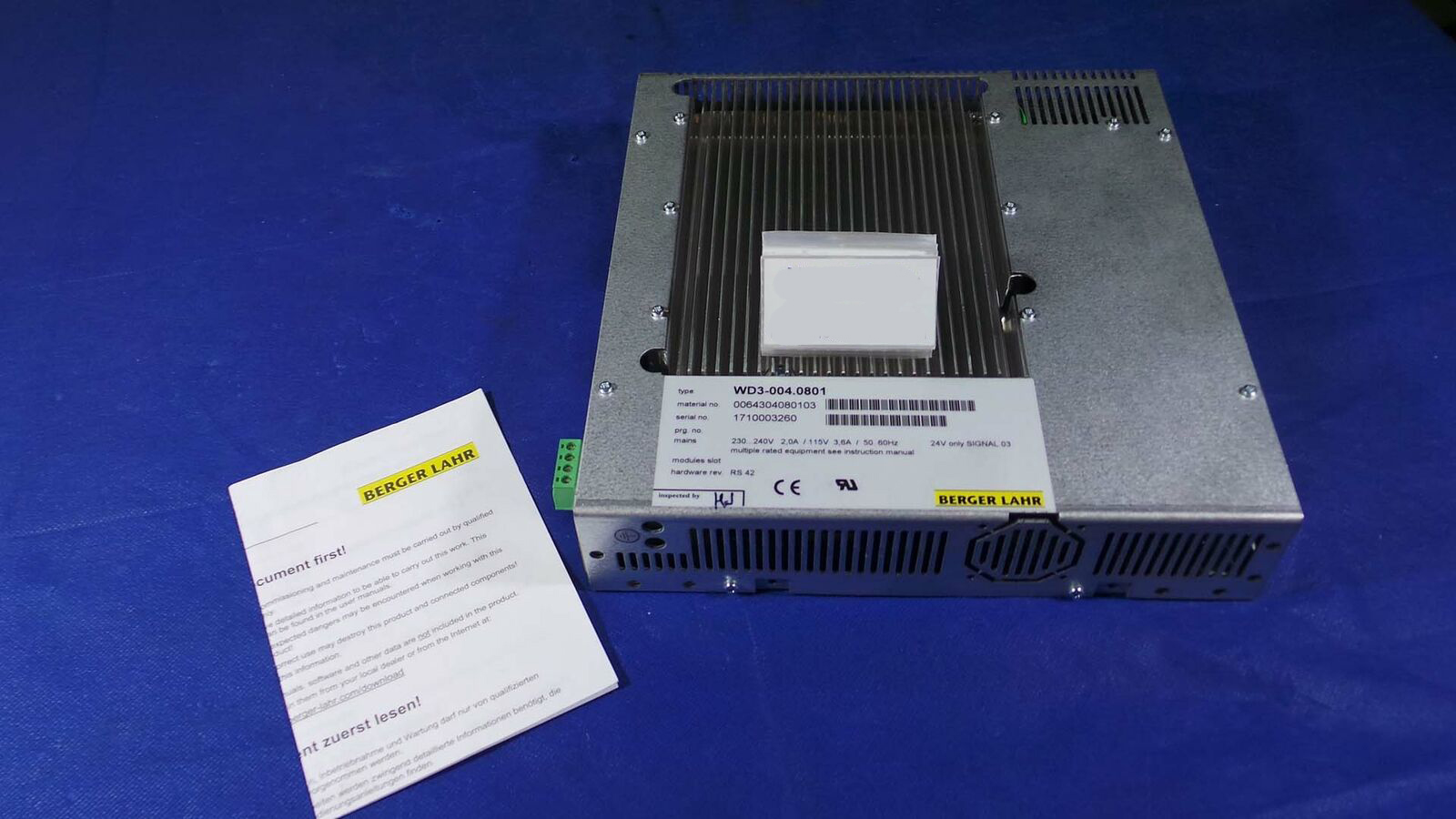 Used Berger Lahr WD3-004.0801 Servo Driver,230/240V 2.0A/115v 3.6A/50-60 Hz Rev RS42 Controlle