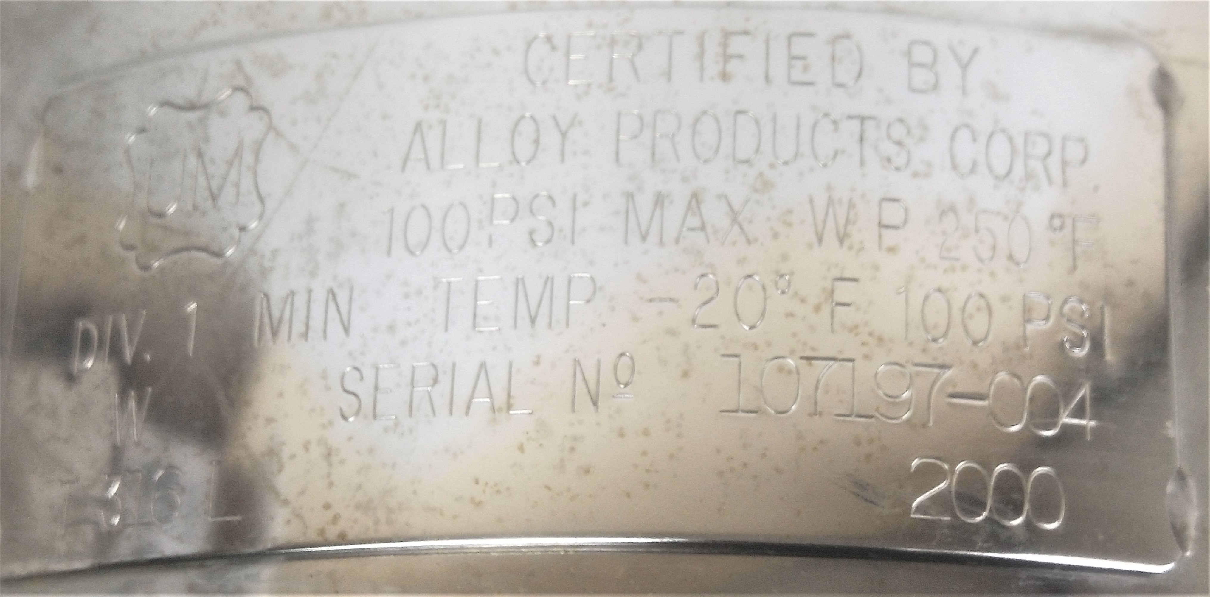 Used Millipore XX6700P10 Dispensing Pressure Vessel - 10L