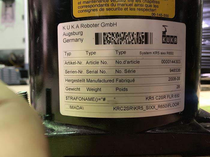 Used KUKA KR 5 SIXX R650 6 AXIS CNC ROBOT