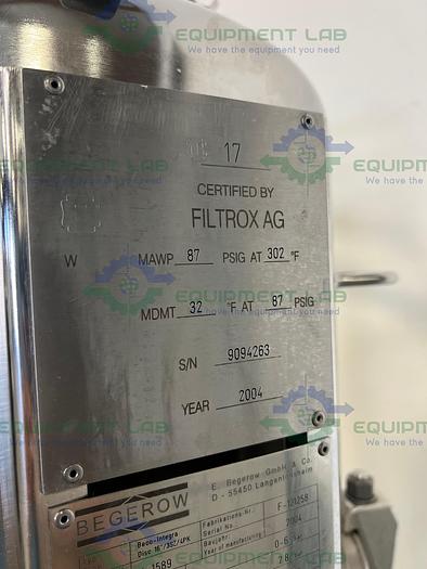 Used Begerow  Beco-Integra Stainless Steel Filter Housing w/ Valves, 16" SS Housing