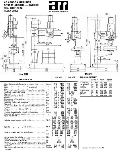 Used Arboga Drilling machine RM 3512