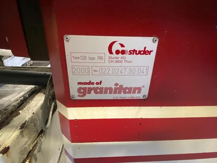 Used 2000 Studer S30 Lean Pro CNC OD Cylindrical Grinder