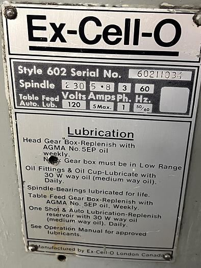 Used 1982 Ex-Cell-O Style 602 Ram Turret Milling Machine