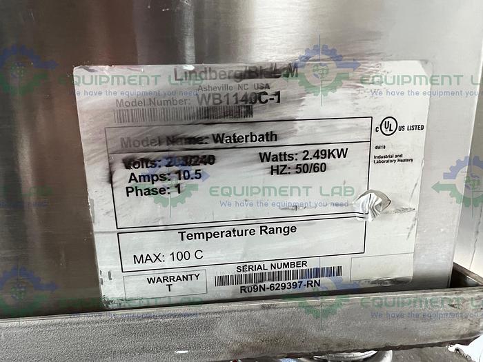 Used Lindberg/Blue M WB1140C-1 100 Liter Waterbath Temp 100°C 240 V w/ Mobile Cart