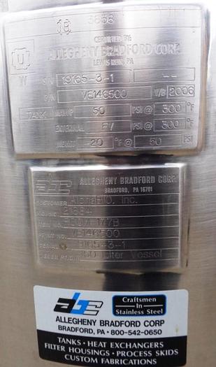 Used Tank, 39 Gallon, 316 Stainless Steel, 20" x 28", 50 PSI, Full Vacuum, DT/DB, #S742799
