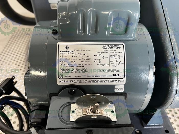 Used Welch  1402 DuoSeal Belt-Driven Rotary Vane Vacuum Pump 115/230V