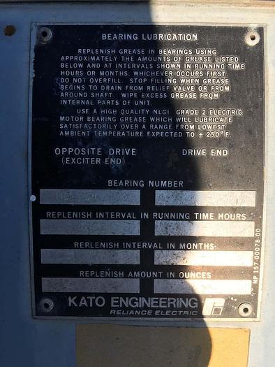 Used Kato 550kW Single Bearing Brushless Synchronous AC Generator End