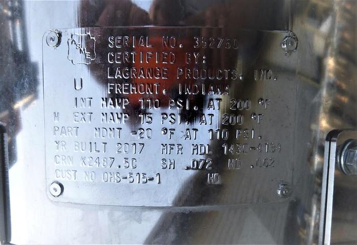 Used Tank, 15 Gallon, S/st, 110 PSI, 14" X 26.5", Binks (9) #S744049