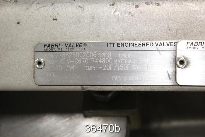 Used Fabri 8" Hand Operated Knife Gate Valve, FV-C6701744800 #36470