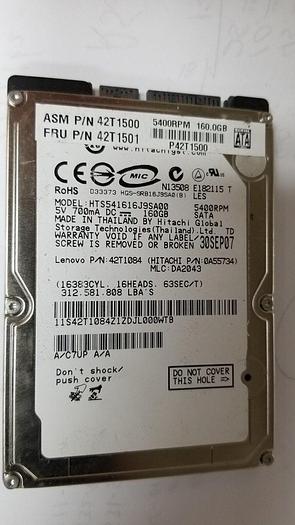 Used Hitachi HTS541616J9SA00 160GB 2.5" SATA Drive