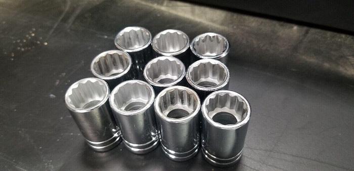 Used PROTO 1/2" Drive 19/32" Sockets Lot of 10 Set #3 Made In USA!