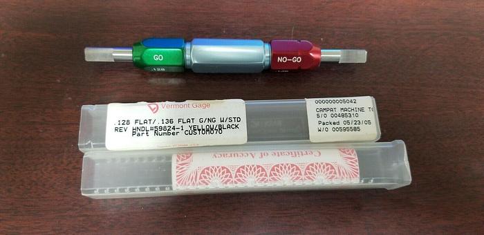 Used Vermont Gage .128 Flat/.136 Flat GO/NG Gage