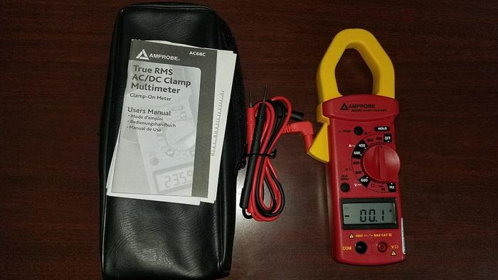 Used AMPROBE AC68C True RMS AC/DC Clamp Multimeter with Leads Unit #4
