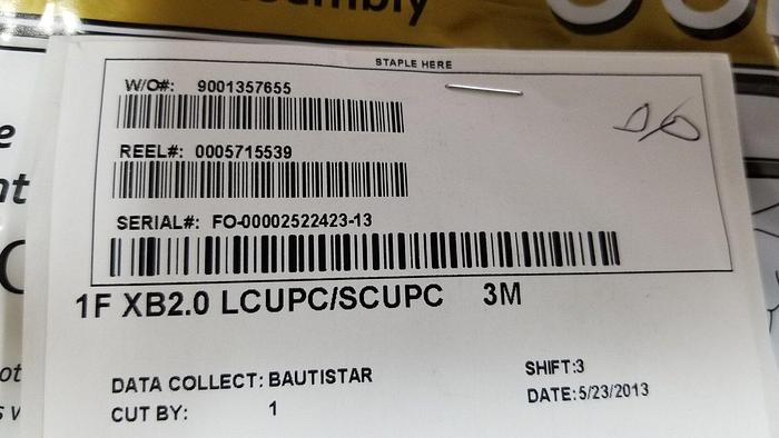 Corning 1F XB2.0 LCUPC/SCUPC 3M Fiber Optic Cable Assembly Box of 80 NEW!