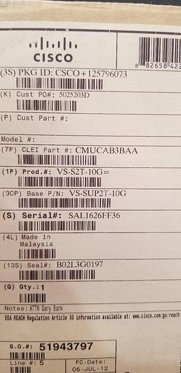 Used CISCO WS-S2T-10T New Open Box