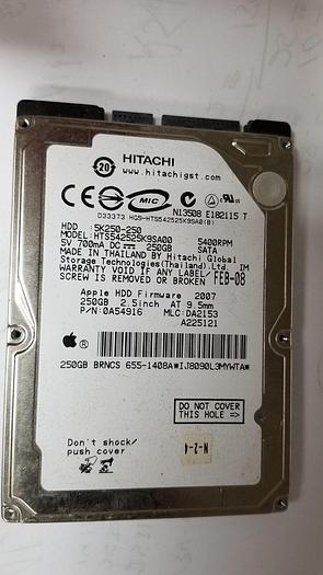 Used Hitachi HTS542525K9SA00 250GB 2.5" SATA Drive
