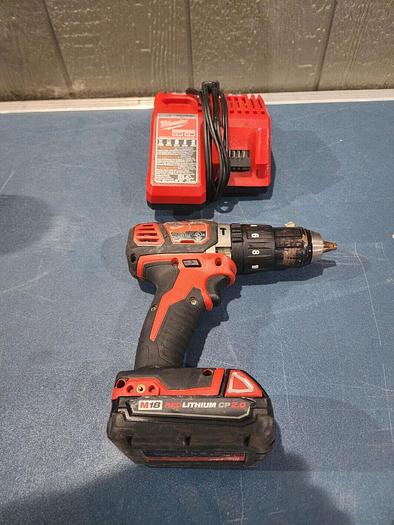 Used Milwaukee 2607-20 Hammer Drill with Battery and Charger Unit #2