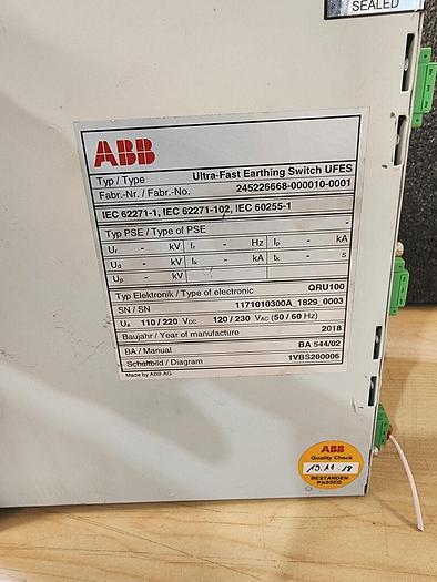 Used ABB QRU100 Electronic For Ultrafast Earthing Switch