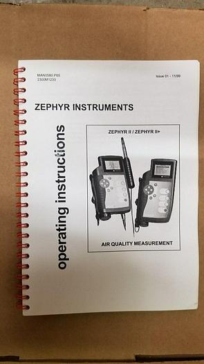 Used Zephyr Instruments Zephyr II and II+ Operator Manual