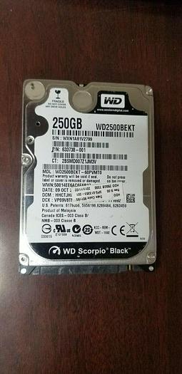 Used Western Digital WD2500BEKT-60PVMT0 250GB 2.5" SATA Laptop Drive