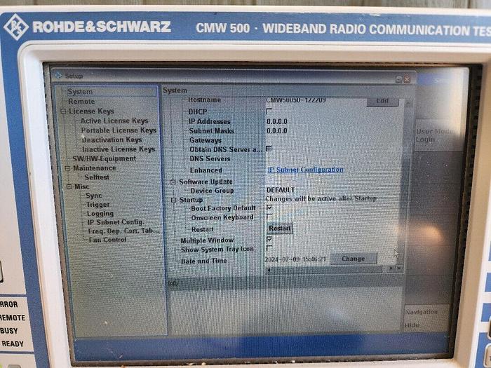 Used Rohde & Schwarz CMW500 Wideband Radio Communication Tester 6GHz Enabled Errors!