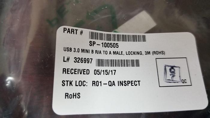 US2-AMC-BR3I-3M USB 3.0 Mini B R/A to A Male, Locking 3 Meter ROHS NEW!