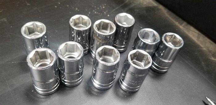 Used PROTO 1/2" Drive 9/16" Sockets Lot of 10 Set #2 Made In USA!