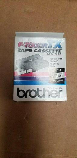 Brother TX-1311 1/2" Black on Clear Tape Cassette NEW!