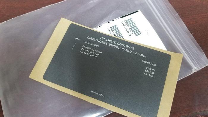 HP 85027D Contents Label NEW!