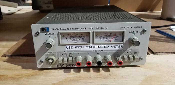 Used HP 6205C Dual DC Power Supply 0-40V,.3A/0-20V,.6A Unit #7