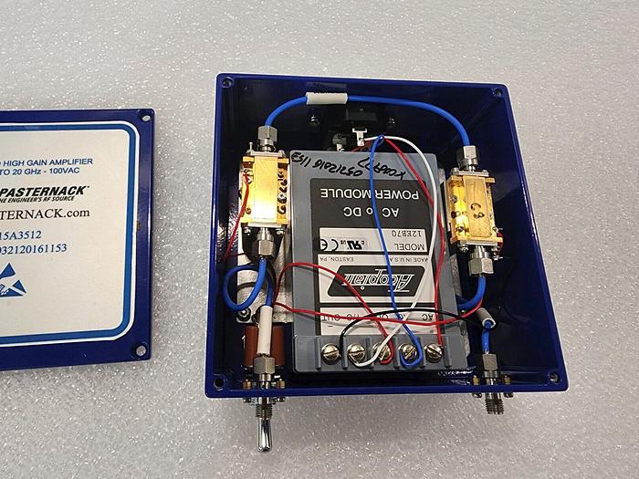 Used Pasternack PE15A3512 Broadband High Gain Amplifier 1-20GHz 100VAC 60dB Gain NEW