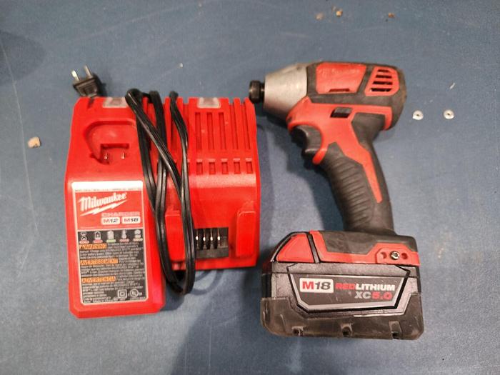 Used Milwaukee 2856-20  1/4"  Driver with Battery and Charger Unit #2