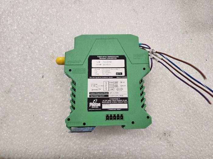 Used PHOTON FGA-0174E Fiber Optic Temp Sensor/Converter FTC-DIN