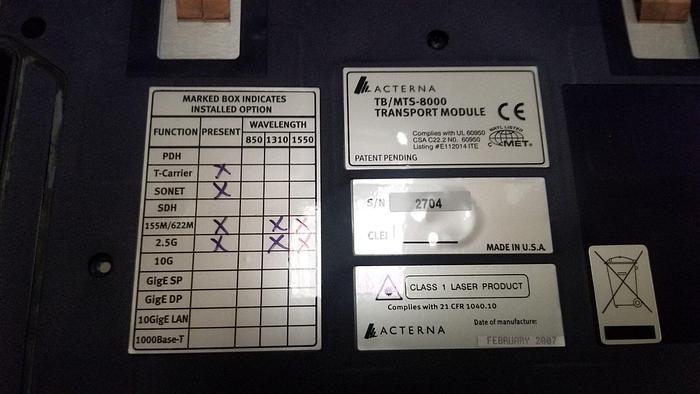 Used JDSU T-Berd 8000 with MTS-8000 Transport Module Unit #3 READ!