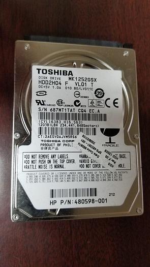 Used Toshiba MK1252GSX HDD2H04 120GB 2.5" SATA Drive