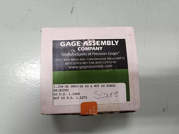 Gage Assembly Company 1.250-36 UNRS-2A Go/NoGo Ring Set NEW!