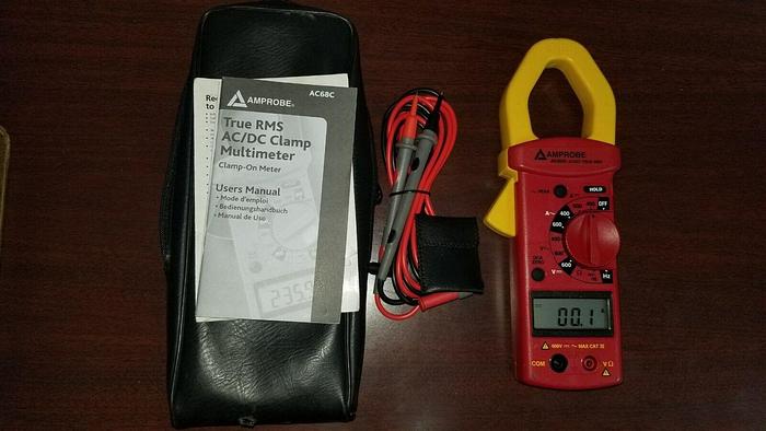 Used AMPROBE AC68C True RMS AC/DC Clamp Multimeter with Leads Unit #5