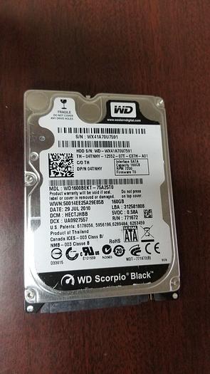 Used Western Digital WD1600BEKT-75A25T0 160GB SATA 2.5" Drive