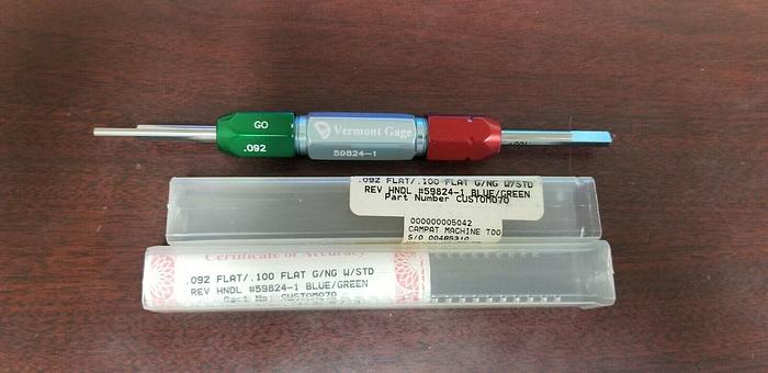 Used Vermont Gage .092 Flat/.100 Flat GO/NG Gage
