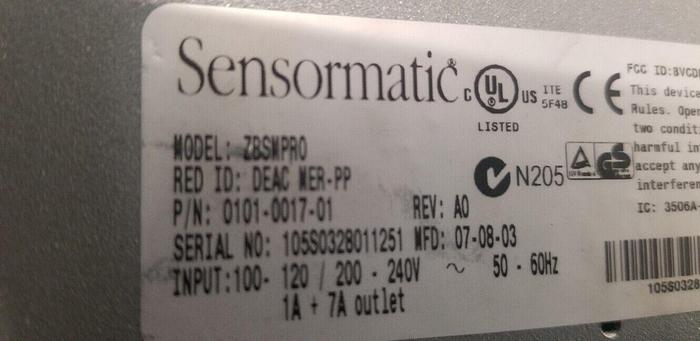 Used SENSORMATIC ZBSMPRO Controller