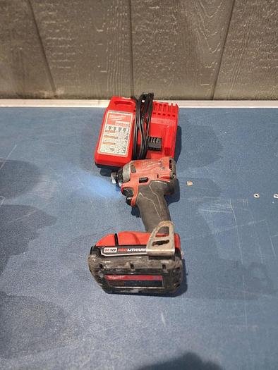 Used Milwaukee 2853-20  1/4" Impact Driver with Battery and Charger Unit #7
