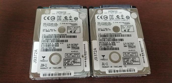 Used Hitachi HTS723225A7A364  2.5" 250GB SATA 7200RPM 3.0Gb/s HDD Lot of 4