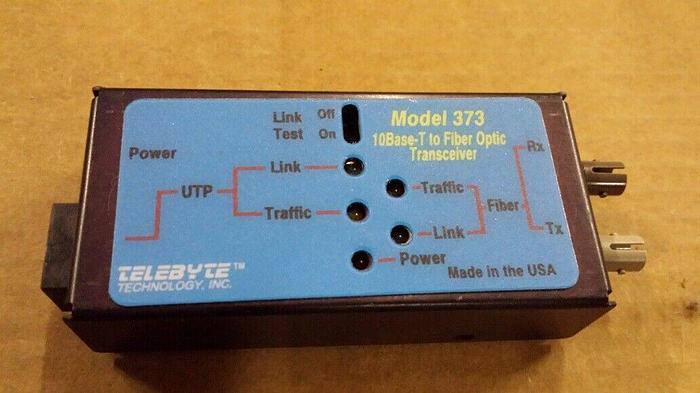 Used Telebyte 373 10 base-T to Fiber Optic Transceiver