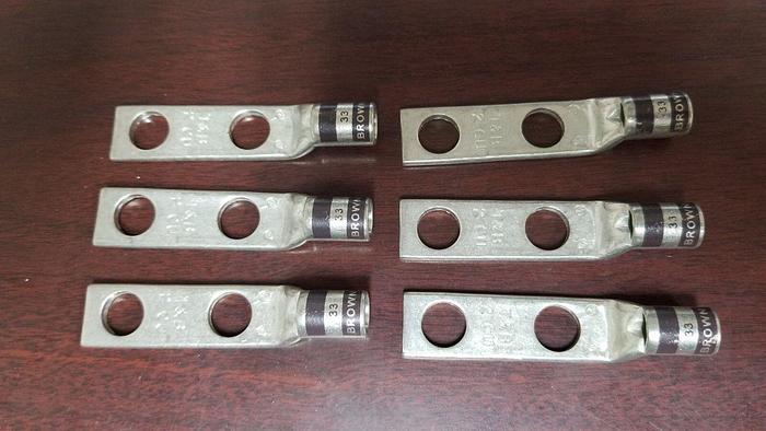 Thomas & Betts #2AWG Copper Lugs 33 Brown Die Lot of 6 NEW!