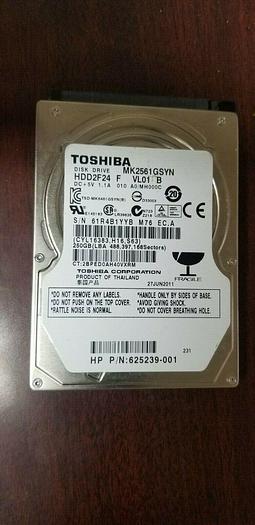 Used Toshiba MK2561GSYN 2.5" 250GB SATA Laptop Drive