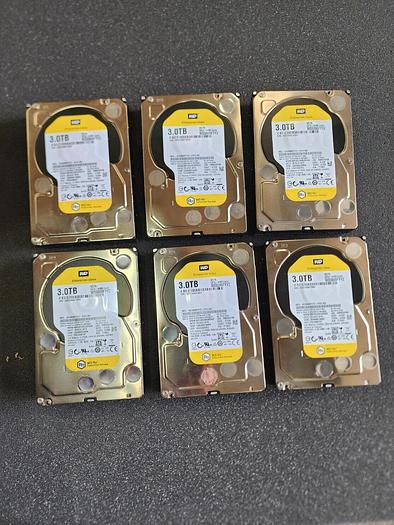 Used Western Digital WD3000FYYZ-01UL1B2 3TB 3.5" Drives Lot of 6